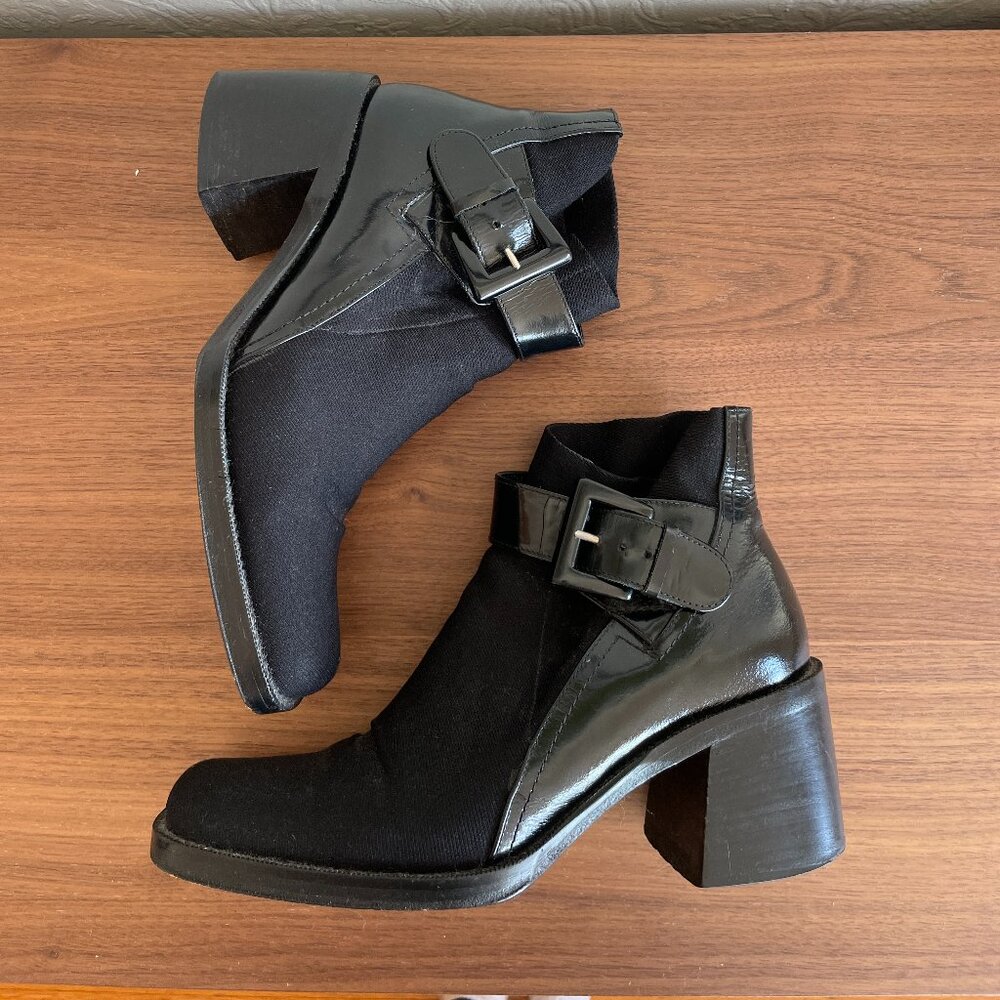 Via Spiga leather and stretch neoprene booties 6.5